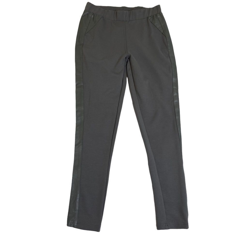 Iman Faux Leather Side Stripe Leggings Sz M